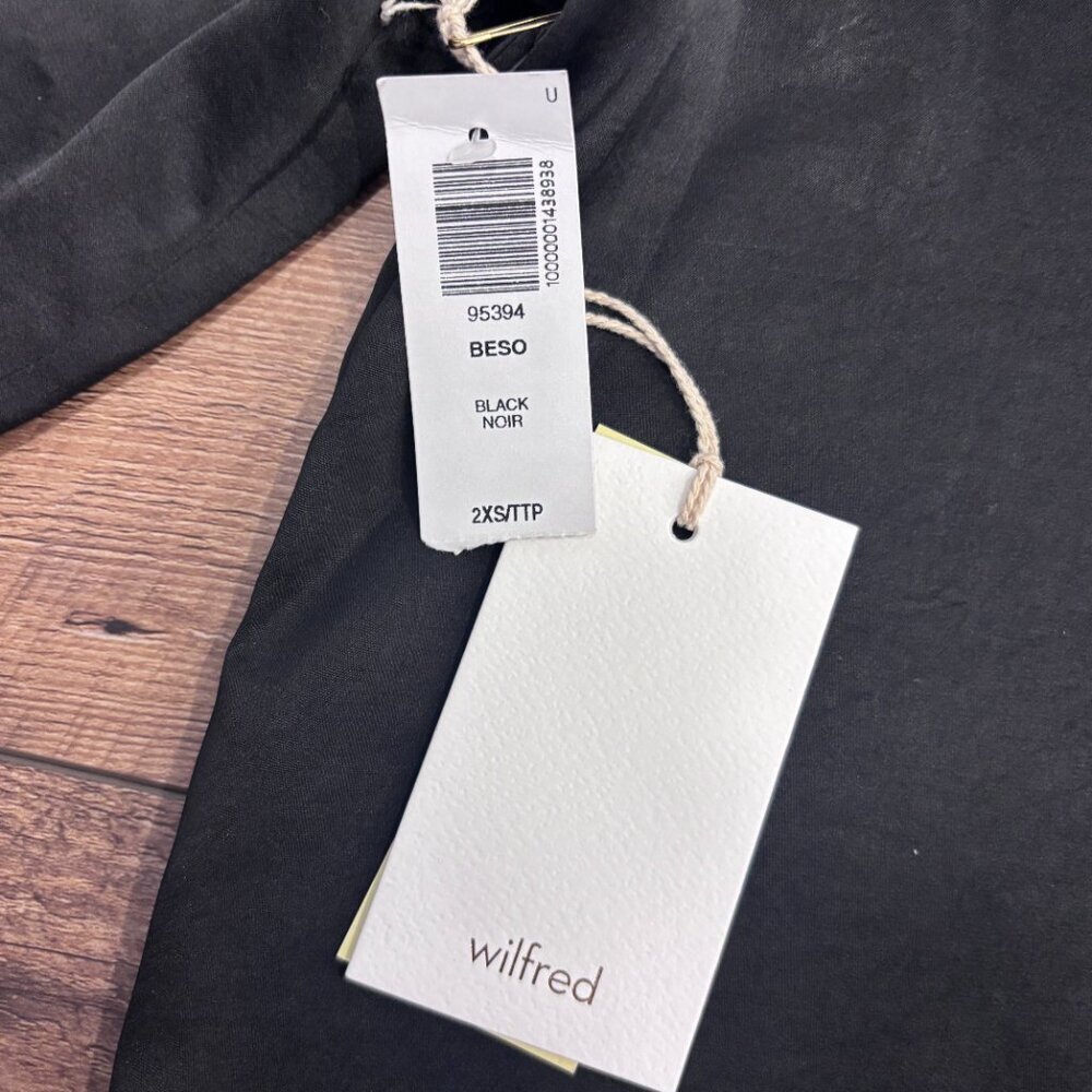Aritzia Wilfred Beso Satin Button Up Top Short Sleeve Black Size 2X NWT $98 - Picture 8 of 14